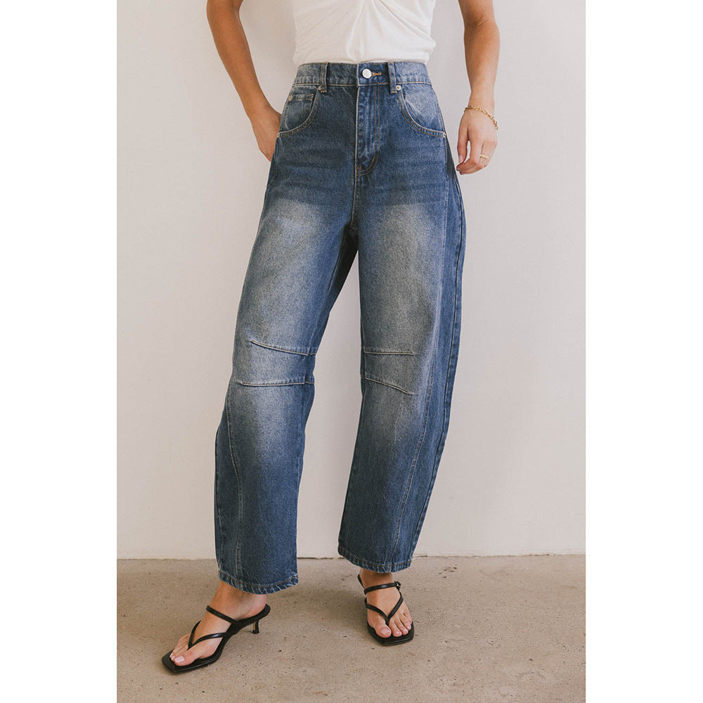 Cross-border Trend Niche Drape Jeans Summer New Loose Straight Washed Wide-leg Long Pants Spot Delivery